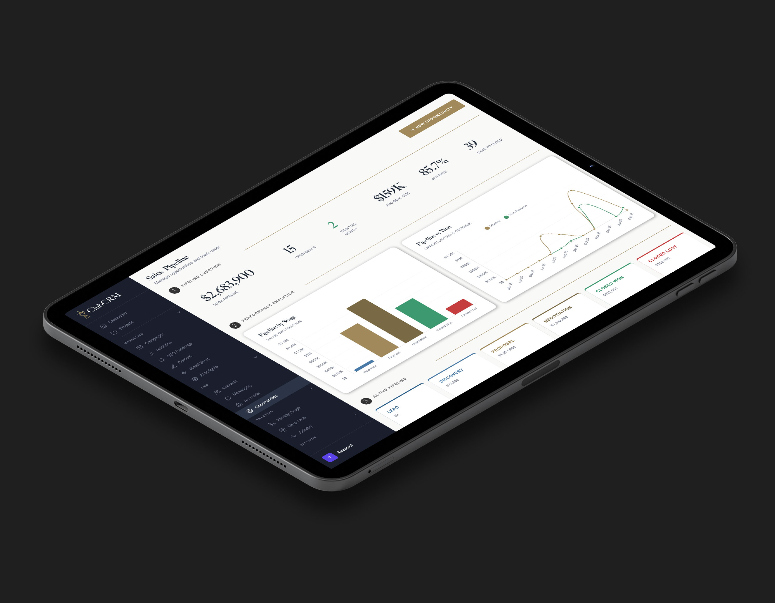 ClubCRM Dashboard on iPad