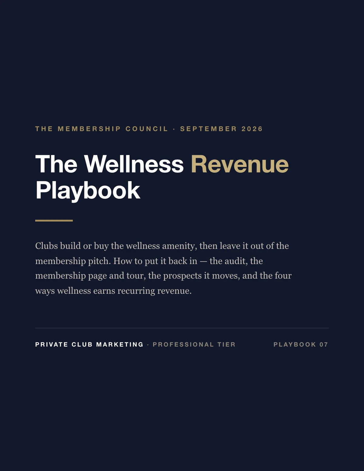 Cover of The Wellness Revenue Playbook
